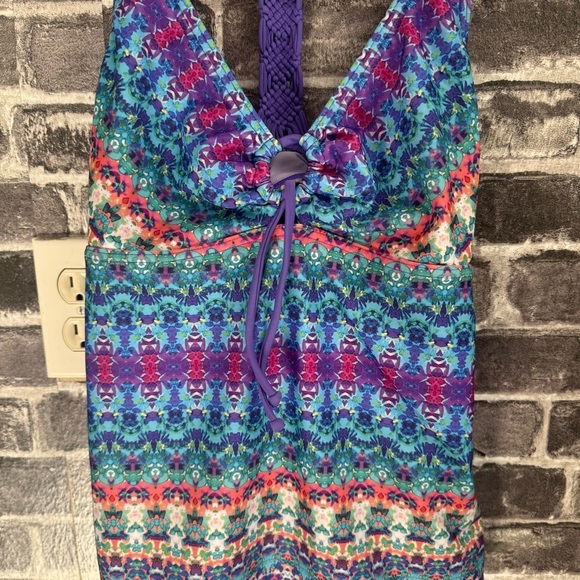 PrAna One Piece Swimsuit INEZ Aquabloom Purple Macrame UPF 50 - Picture 5 of 15